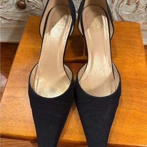 Stuart Weitzman Black Crepe Toucan D’Orsay Pump